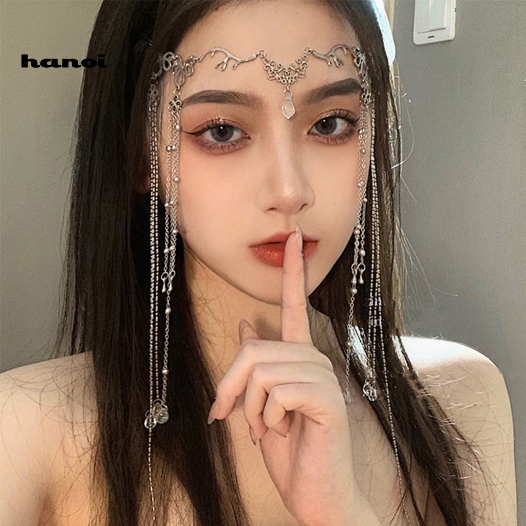 Chuỗi Dây Đeo Trán Đính Đá Tua Rua Phong Cách Cổ Điển Thanh Lịch Dành Cho Nữ