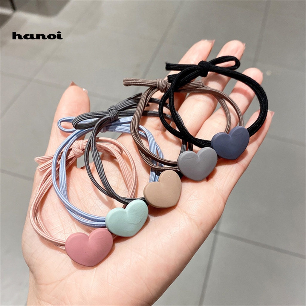 Dây Cột Tóc Co Giãn Hai Lớp Hình Trái Tim Nhiều Màu Sắc Cho Nữ