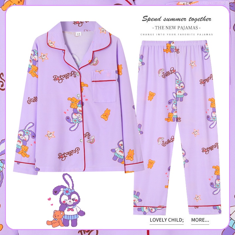 Bộ Đồ Ngủ 2 Món Áo Tay Dài + Quần Dài In Hoạt Hình Hello Kitty Dễ Thương Cho Bé Gái