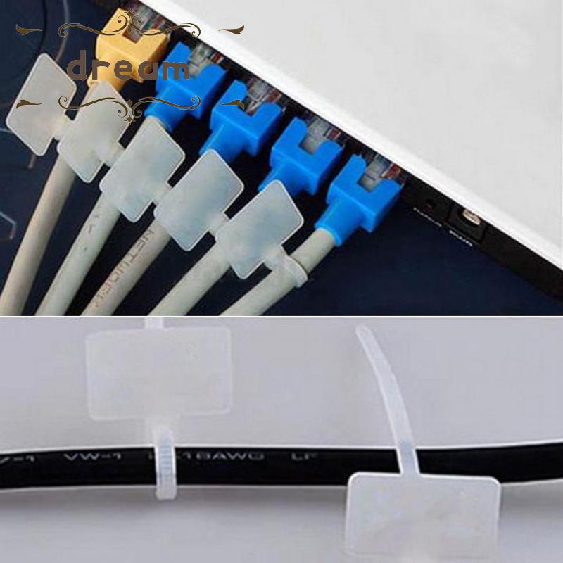 Plastic Nylon Label Tie Network Cable Marker Cord Wire Straps Zip Label Ties