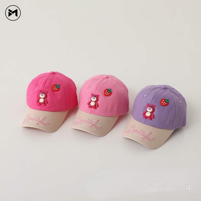 Mũ Lưỡi Trai Hình Gấu Dâu Tây Phong Cách Hàn Quốc Mới Năm 2023 Cho Bé 2-7 Tuổi