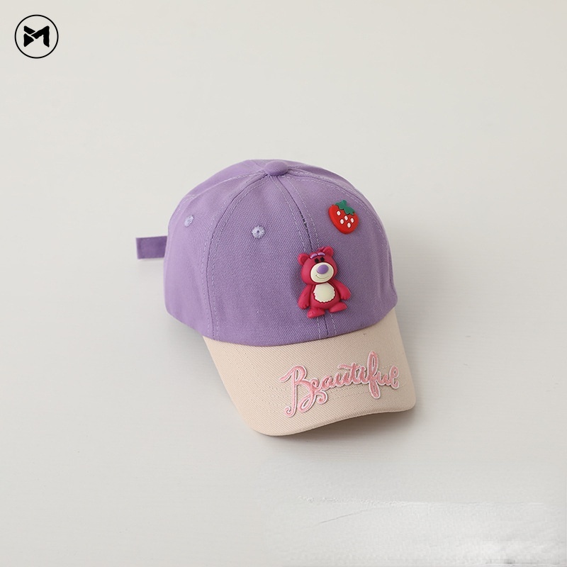 Mũ Lưỡi Trai Hình Gấu Dâu Tây Phong Cách Hàn Quốc Mới Năm 2023 Cho Bé 2-7 Tuổi