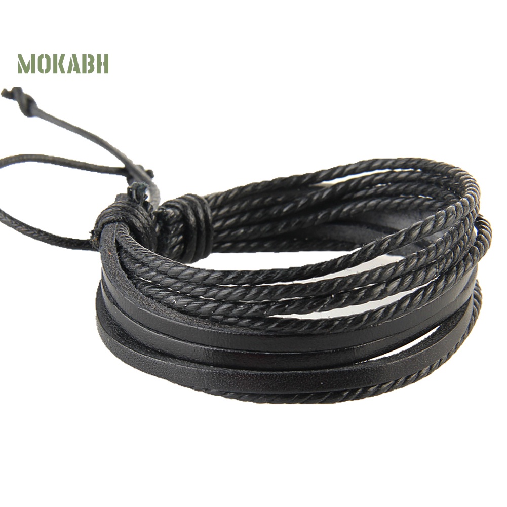 Vòng Tay Giả Da Nhiều Lớp Unisex Hợp Thời Trang