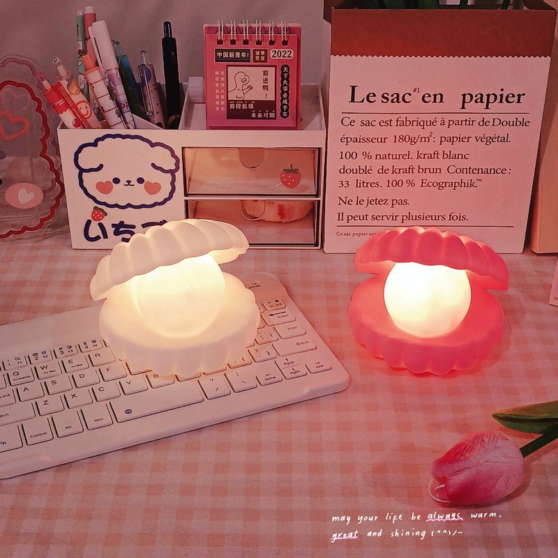 Đèn Ngủ LED Hình Vỏ Sò Hoạt Hình Dùng Làm Quà Tặng Sinh Nhật /