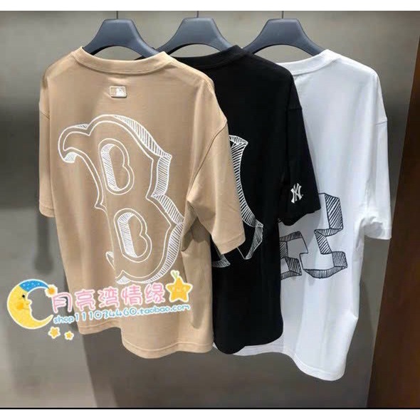 Áo Thun M.L.B Basic Trơn Logo To NY La B Chất Cotton Thoàng Mát Phom Unisex Dn.Storevnxk