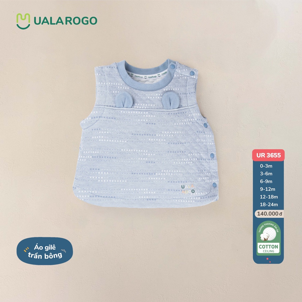 Áo Gile trần bông sơ sinh cho bé Ualarogo 0-2 tuổi cúc giữa vải Cotton giữ ấm mềm mại thoáng khí 3655-0020