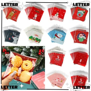 gofidin 100 Túi Nhựa Đựng Bánh Kẹo Tự Dính In Hình Cây Thông Giáng Sinh Năm Mới Cho Trẻ Em