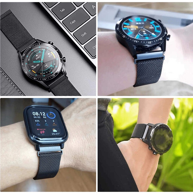 Cnagain 20mm 22mm dây đeo milanese mỏng cho samsung galaxy watch 4/5 pro 40mm / 44mm, dây đeo từ tính bằng kim loại không gỉ cho đồng hồ 6 classic / active / gear s2, đồng hồ thông minh huawei gt / amazfit