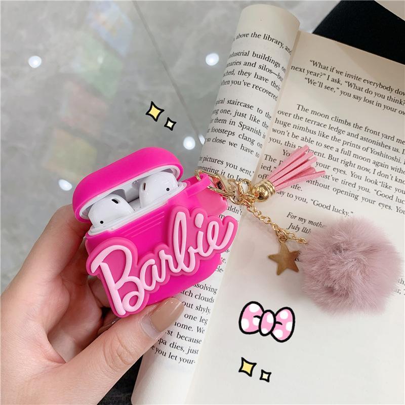 Hộp đựng tai nghe bluetooth barbie cho airpods pro 1 2 3 barbie pink bow silicone soft cover với mặt dây chuyền sang trọng