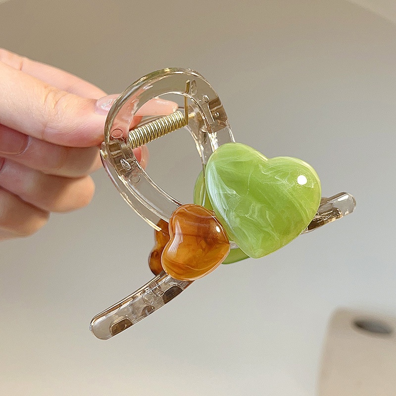 Kẹp Tóc Hình Trái Tim Màu Thạch Phong Cách Hàn Quốc Thời Trang Mùa Hè Cho Nữ