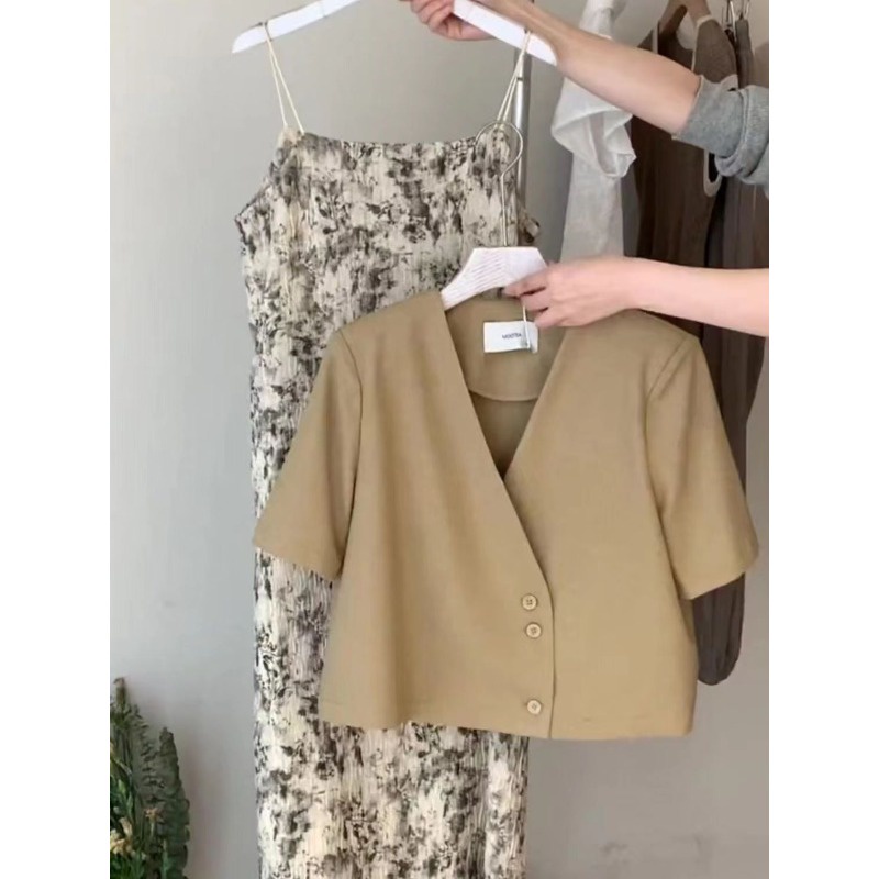 Set Đầm Hai Dây Họa Tiết Hoa Xinh Xắn Thời Trang Mùa Hè Cho Nữ