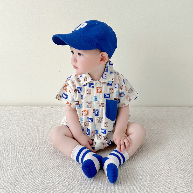 Áo Liền Quần Tam Giác Tay Ngắn In Họa Tiết Động Vật Hoạt Hình Siêu Dễ Thương Thời Trang Mùa Hè Cho Bé Sơ Sinh Từ 0 -