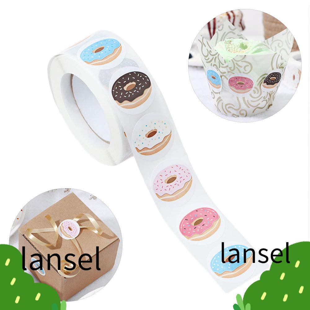 Set 500 Nhãn Dán Giấy Hình Bánh Donut Dùng Trang Trí Hộp Quà