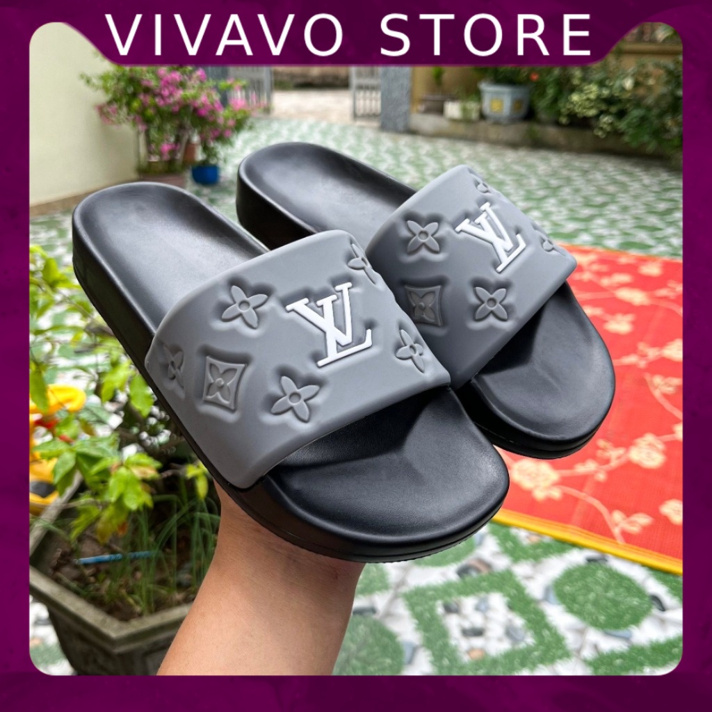 Dép Nam LV Quai Ngang ĐẾ PU Đi êm Chân Kiểu Dáng Thời Trang Năng Động - FREE SHIP