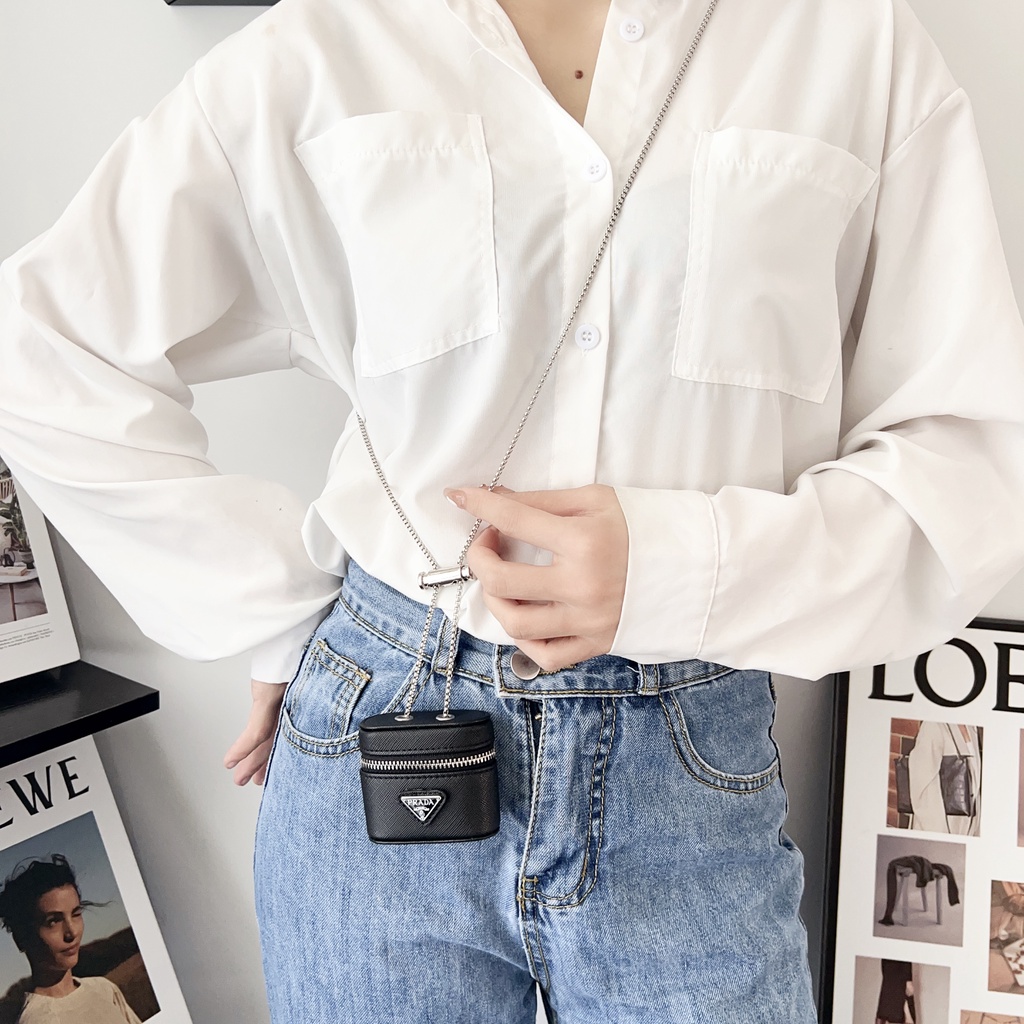 Vỏ Bảo Vệ Hộp Sạc Tai Nghe airpods Pro 2 airpods Pro 1 2 3 Bằng Da Có Dây Đeo Vai