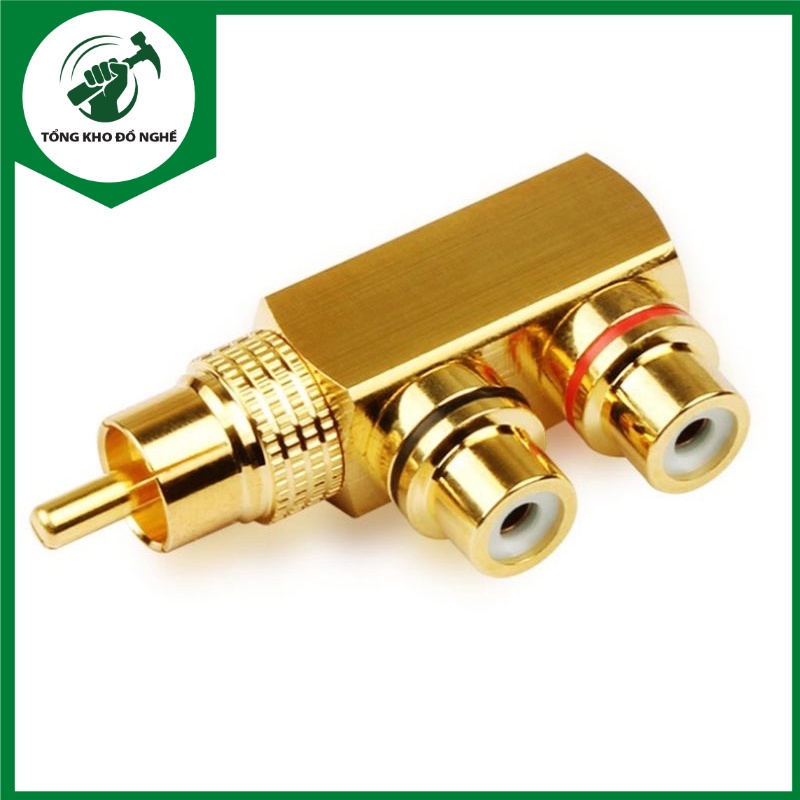 Jack chia AV 1 ra 2 chân ngang lõi đồng chuẩn _ TKDN