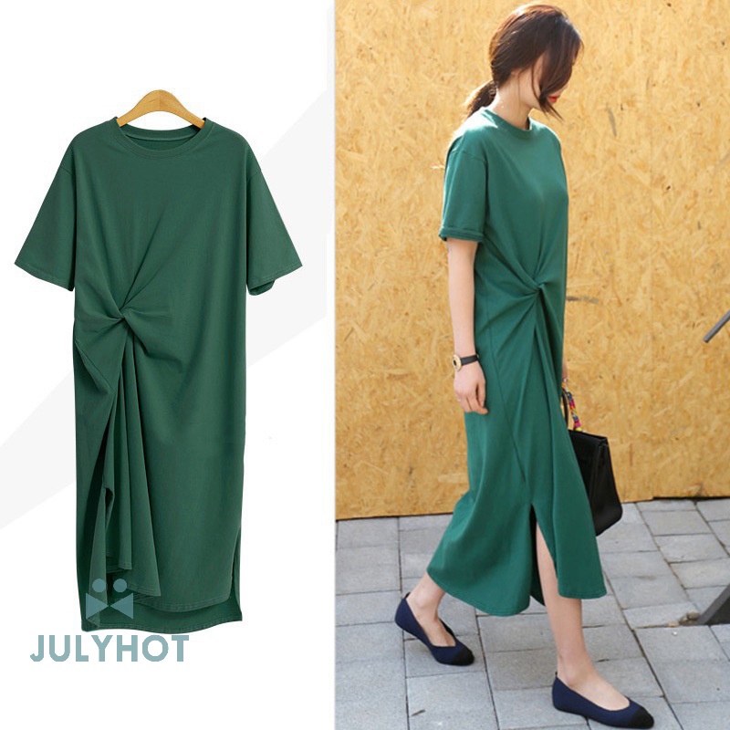 Mát Mùa Hè Ăn Mặc Phụ Nữ Lỏng Lẻo Giản Dị Kích Thước Lớn Dài T-Shirt Phụ Nữ Giản Dị Của Dresses VN