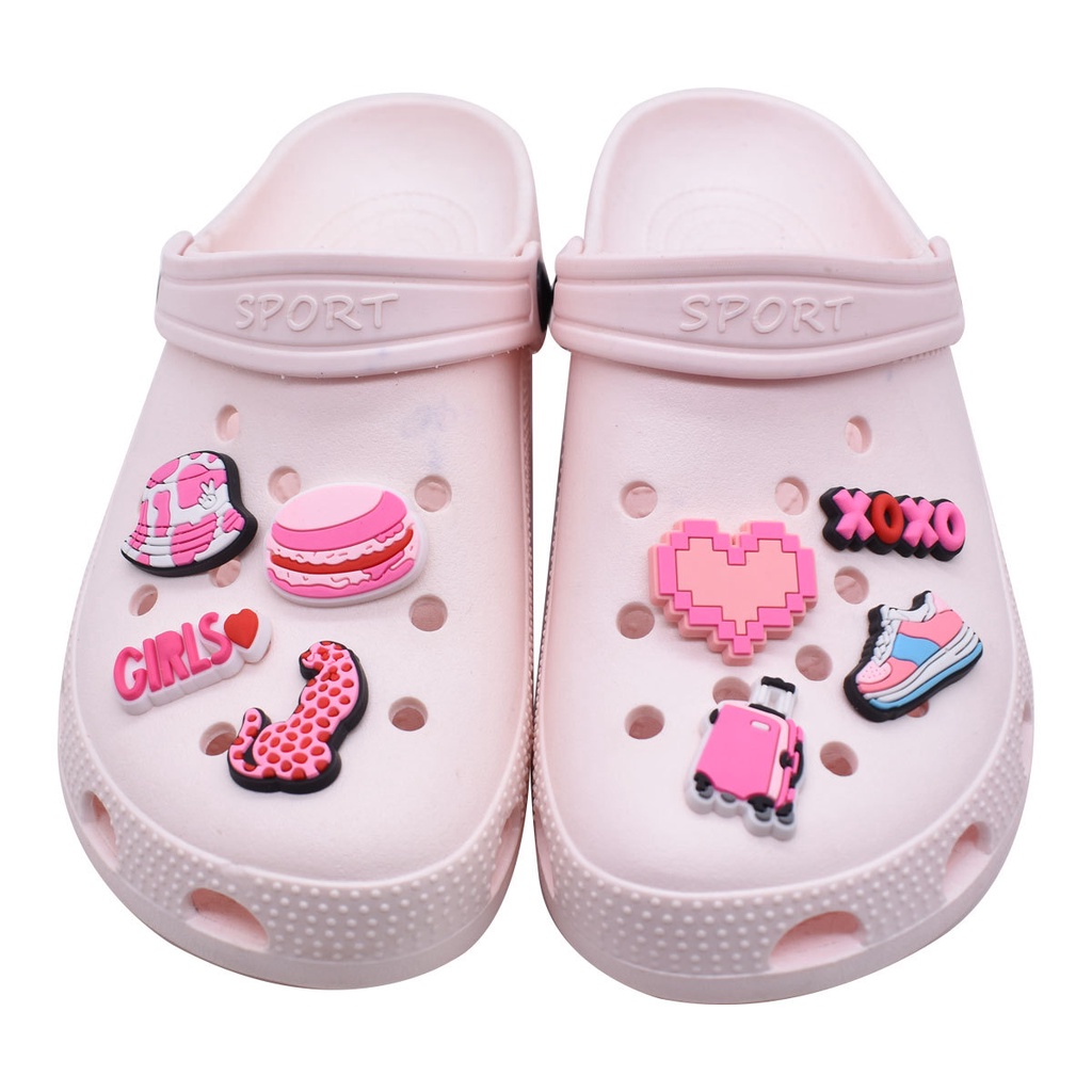 Phụ Kiện Ghim Cài Giày Crocs Hình Cây Kem Hoa Hồng Hoạt Hình Cho Búp Bê Barbie Color Jibits Hoa Hồng Trà Sữa Phụ Kiện Trang Trí Cho Nữ