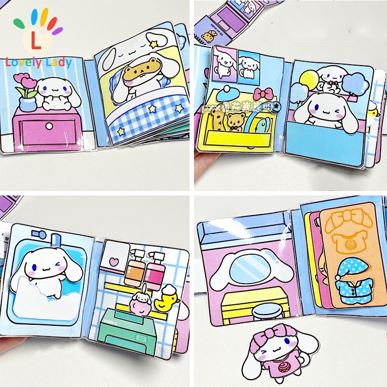 Origami Sanrio Sách yên tĩnh Kuromi Cô gái sinh viên Dress Up Doudou Đồ chơi giáo dục dành cho trẻ em Tự làm búp bê vải Crayon Shin-chan