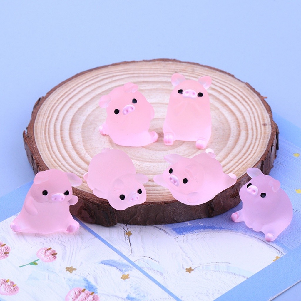 Set 6 Mô Hình Heo Con Dạ Quang Mini Trang Trí Tiểu Cảnh