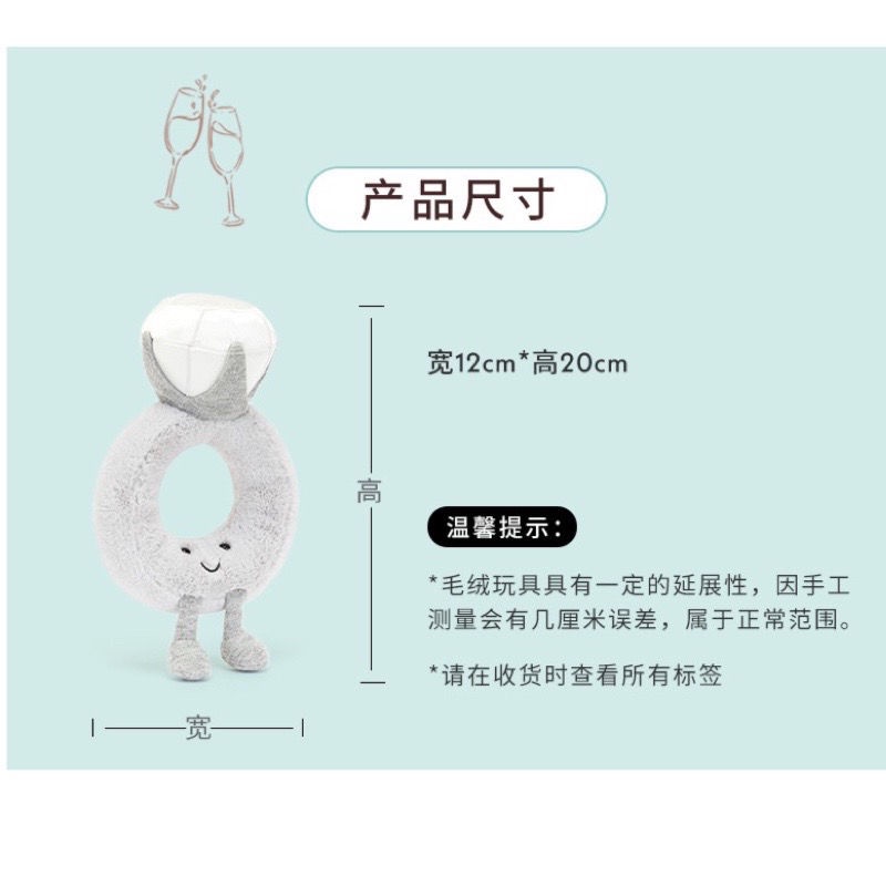 Nhẫn Đeo Tay Hình Bánh Kem Đính Kim Cương Giả Dễ Thương