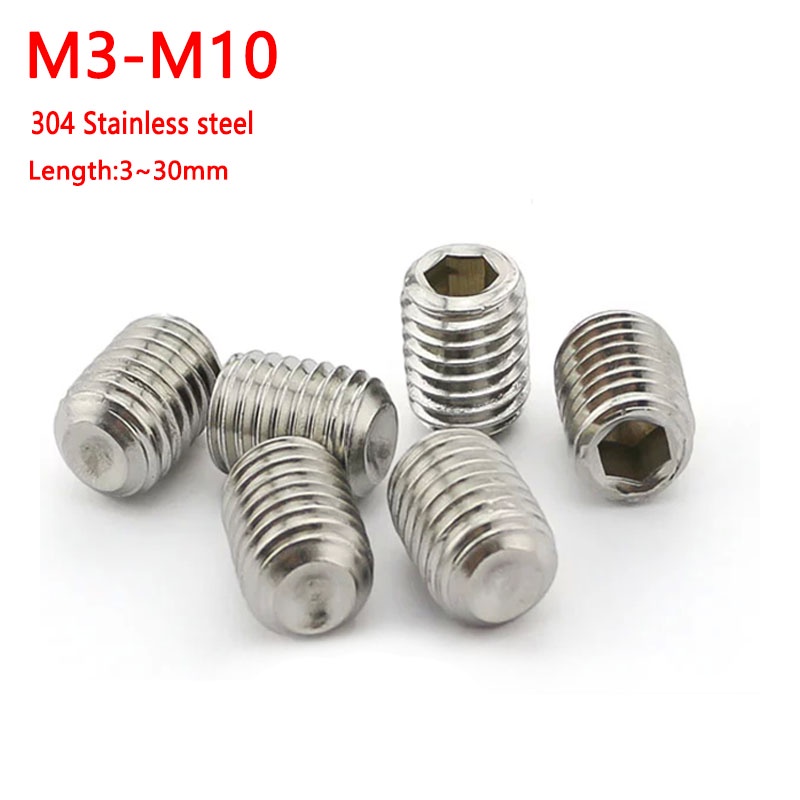 Bộ Ốc Vít Lục Giác Bằng Thép Không Gỉ DIN916 304 A2 M3 M4 M5 M6 M8 M10 Chuyên Dụng