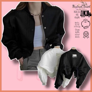 Áo khóac lửng croptop bomber túi nắp thêu logo kaki da lộn 2 lớp unisex nam nữ