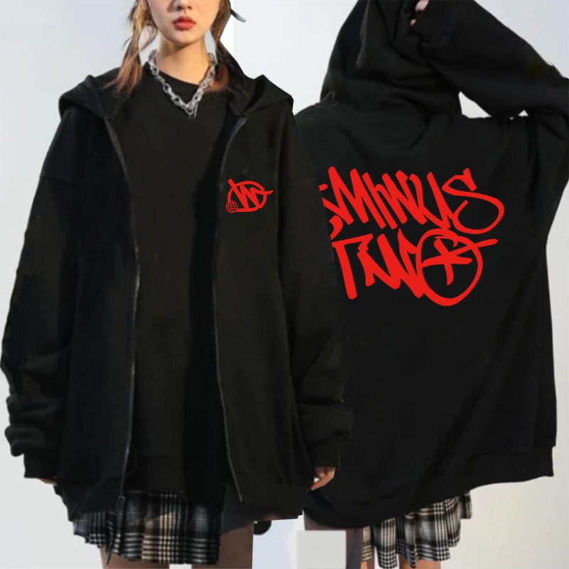 Áo Khoác Hoodie Có Khóa Kéo Minus Two Y2K In Họa Tiết Đường Phố harajuku Dành Cho Nam Nữ