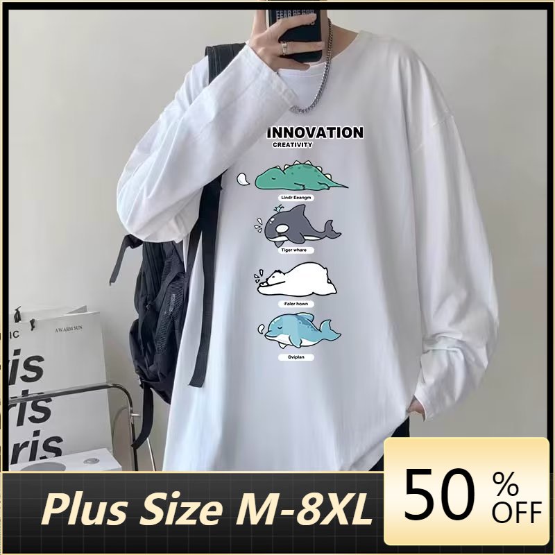 áo phông nam big size có size lớn M-8xl Áo Thun Tay Dài Oversize Chất Liệu Cotton In Họa Tiết Động Vật Hoạt Hình 4 Kiểu Nhật Bản Oversize Cho Cặp Đôi