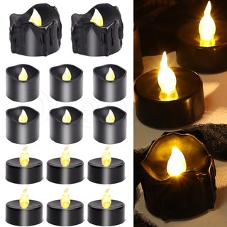 Đèn led nến hình bí ngô / nhện / nến điện tử màu trắng ấm trang trí tiệc halloween