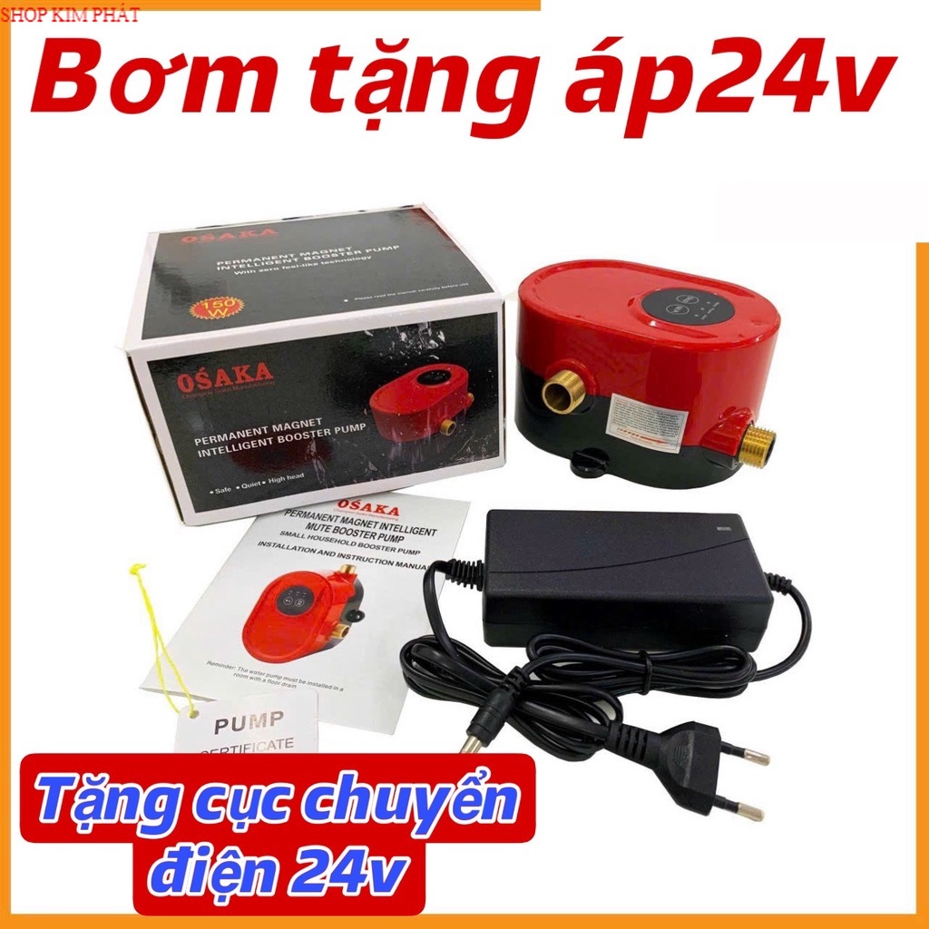 Bơm tăng áp Osaka 24V/ TẶNG KÈM CHUYỂN ĐIỆN sử dụng tăng áp bình nóng lạnh máy giặc. KIM PHÁT
