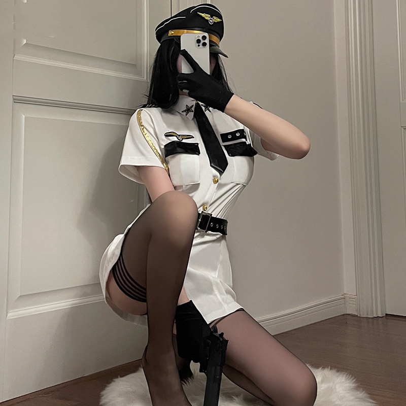 Đồ Lót Gợi Cảm đồng phục nữ cảnh sát hộp đêm gợi cảm trang phục quyến rũ tiếp viên hàng không đi ngủ quyến rũ hóa trang bó sát hông Halloween cos