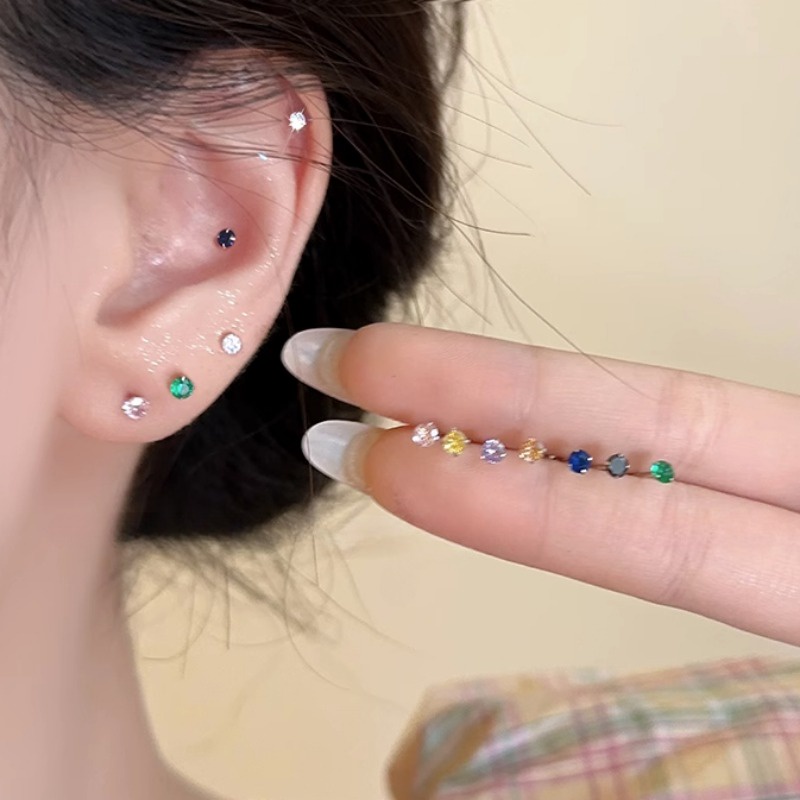 Khuyên Tai Bạc s925 Đính Đá Zircon Lấp Lánh Thời Trang Cho Nam Nữ
