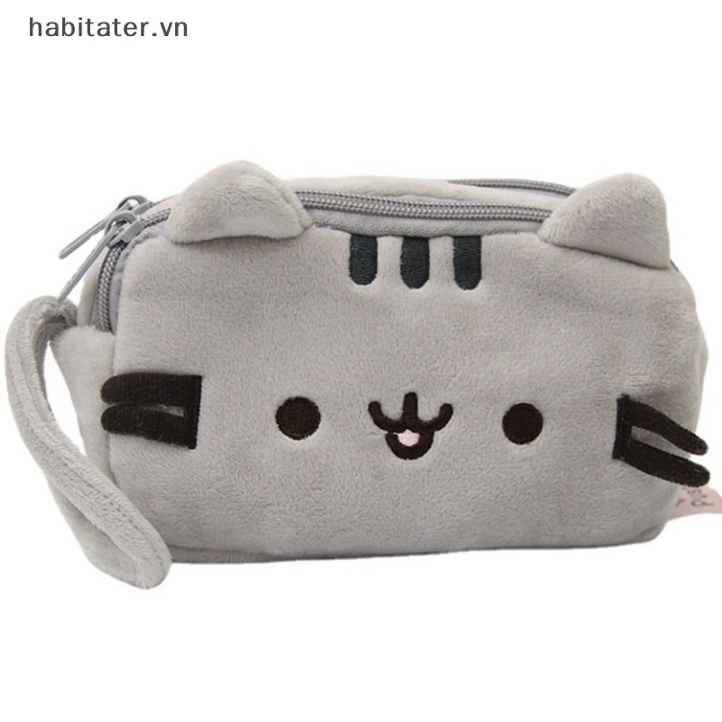 Tater kawaii hộp đựng bút chì mèo sang trọng hai lớp túi bút chì hoạt hình dễ thương văn phòng phẩm hàn quốc mỹ phẩm túi đựng bút chì đồ dùng văn phòng trường học vn