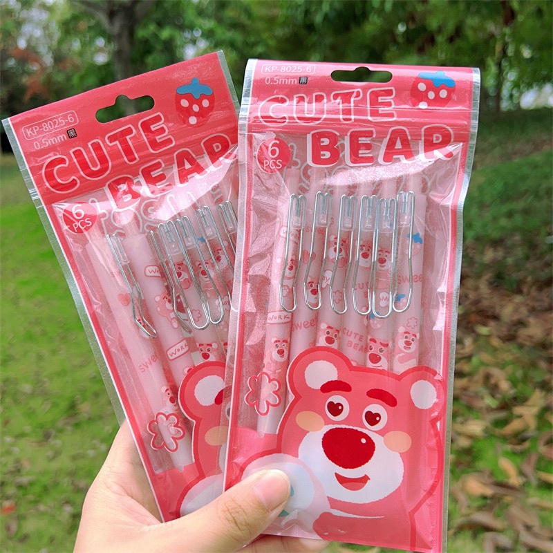 Bút Mực Gel Hình Gấu Dâu Lotso đáng yêu Ngòi 0.5mm