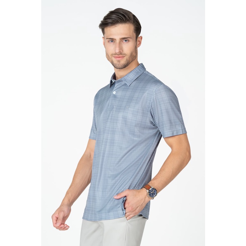 Áo Polo Nam Tay Ngắn Họa Tiết Caro , chuẩn form, sang trọng, thanh lịch John Henry - KS23SS46C-SC