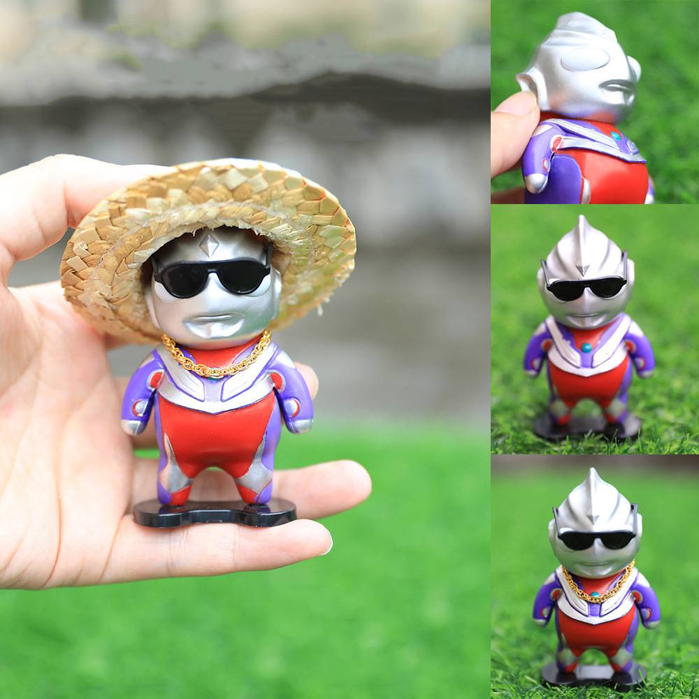 Cool cute fat ultraman tiga action figure gift for kids collections car ornament sunglasses đồ chơi mũ rơm cho trẻ em mới
