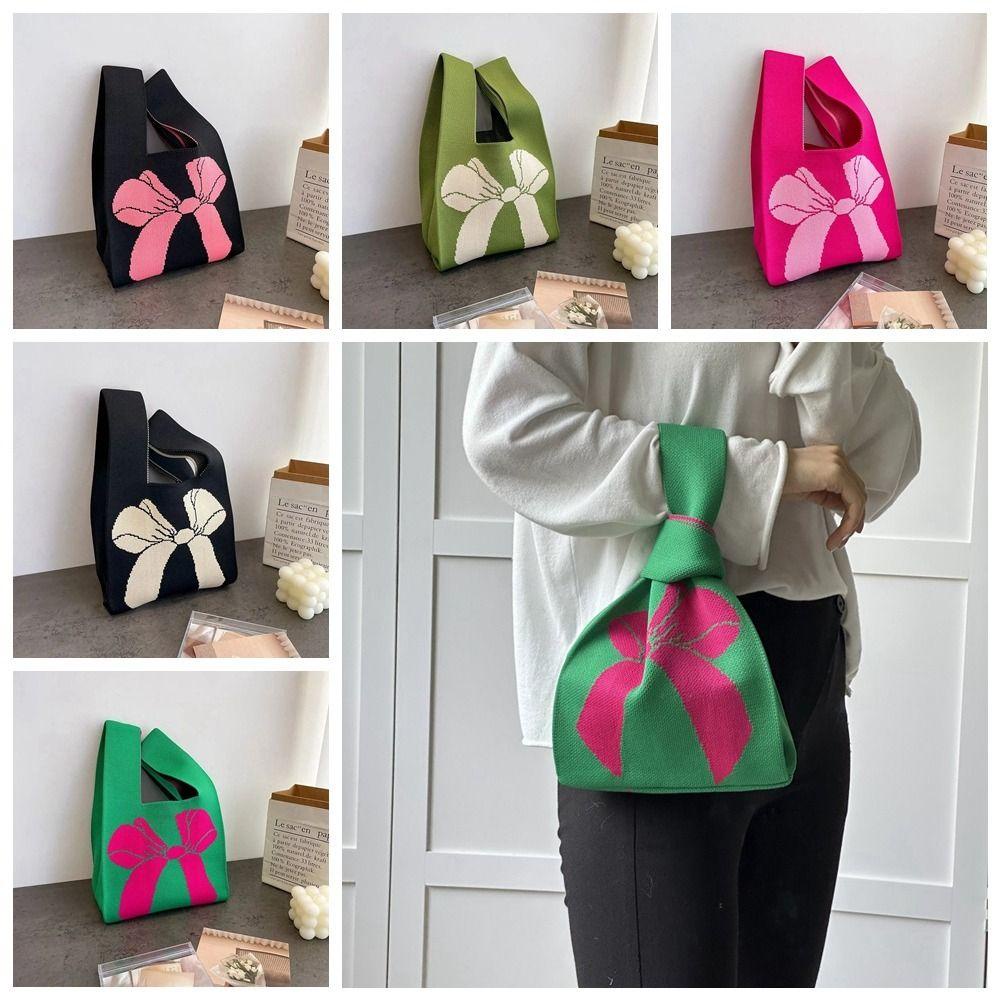 Pinou Túi Xách Dệt Kim Thắt Nơ Đeo Cổ Tay Phong Cách vintage Dành Cho Nữ