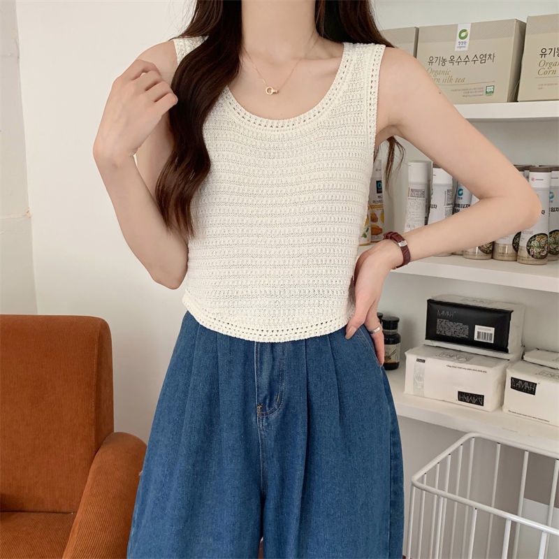 Áo Hai Dây Dệt Kim Dáng Ôm Phong Cách Hàn Quốc Thời Trang Mùa Hè Hàng Mới Dành Cho Bạn Nữ