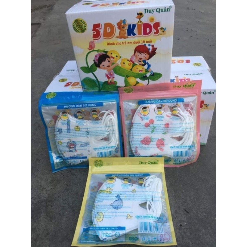 Khẩu Trang Trẻ Em Dưỡi 10 Tuổi 5D KIDS Kháng Khuẩn, An Toàn Cho Da Bé
