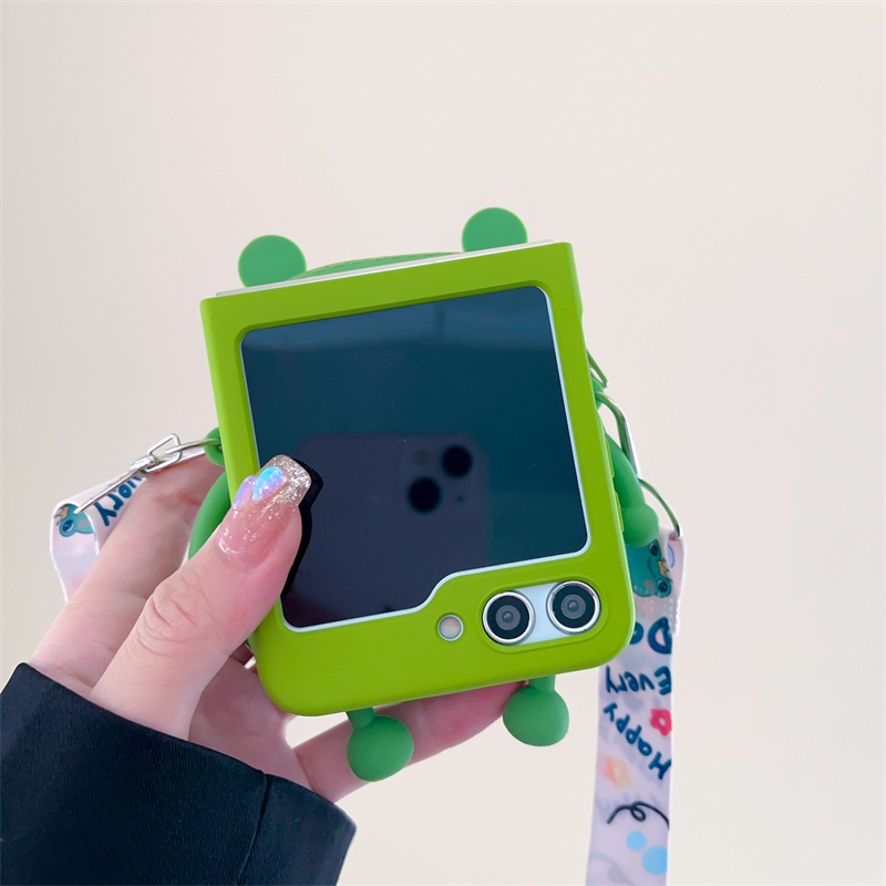 Samsung galaxy z flip 3 flip4 case cubic sausage mouth frog coin purse satchel z flip 5 case gấp ngăn ngừa rơi