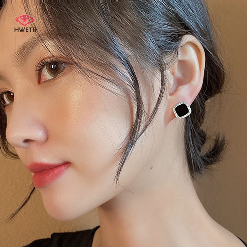 Hwetr bông tai zirconia khối pha lê rhinestone ear studs bông tai trang sức cưới mới