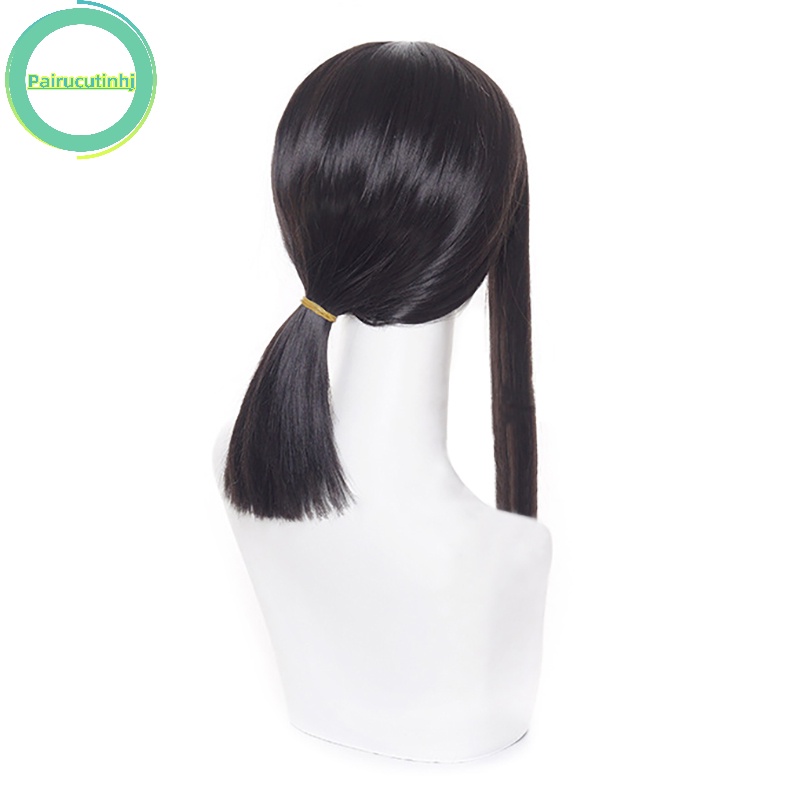 Pairhj anime chain man igashiyama kobeni cosplay wig dài 35cm màu đen chịu nhiệt tổng hợp tóc bên tóc giả vn