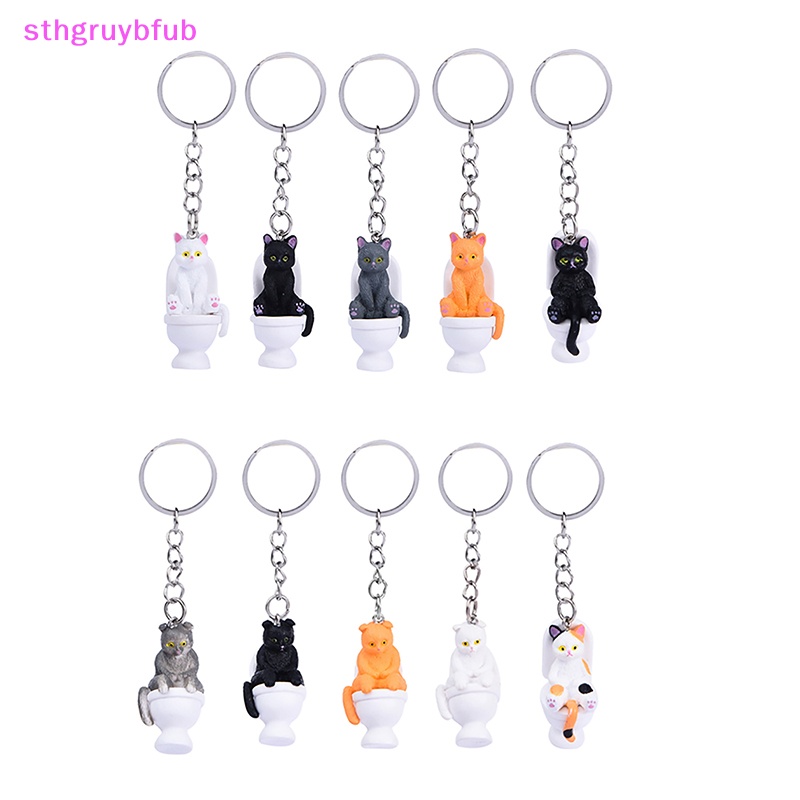 Sthb sáng tạo phim hoạt hình nhà vệ sinh mèo móc khóa đáng yêu vui nhộn cho bé gái túi mặt dây chuyền ba lô trang trí nội thất vn