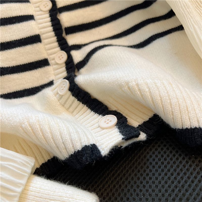 Áo Sweater Giả Hai Lớp Họa Tiết Kẻ Sọc Phong Cách Pháp Thời Trang Mùa Thu Cho Nữ