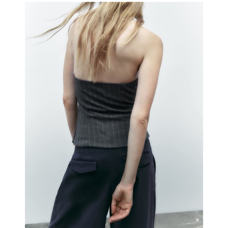 Áo Kiểu Dáng Thẳng Hở Vai Họa Tiết Kẻ Sọc Thời Trang Thu Đông Zara 223067155