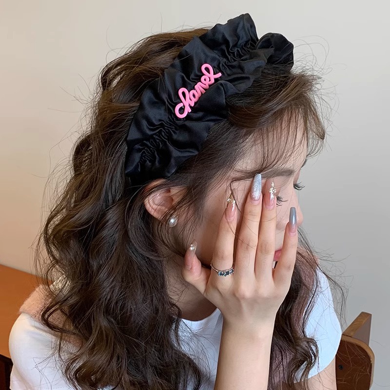 Băng Đô Cài Tóc Xếp Ly Màu Trơn In Họa Tiết Đầu Lâu 2023 Cho Nữ