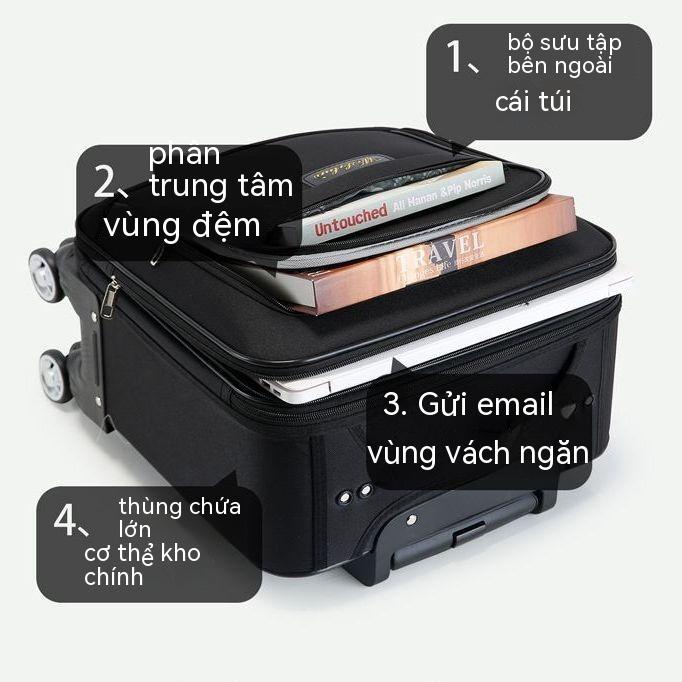 Vali Oxford Buden vali siêu nhẹ nữ vali du lịch công tác nam nắp gập vali da nhỏ tiết diện ngang mở bên