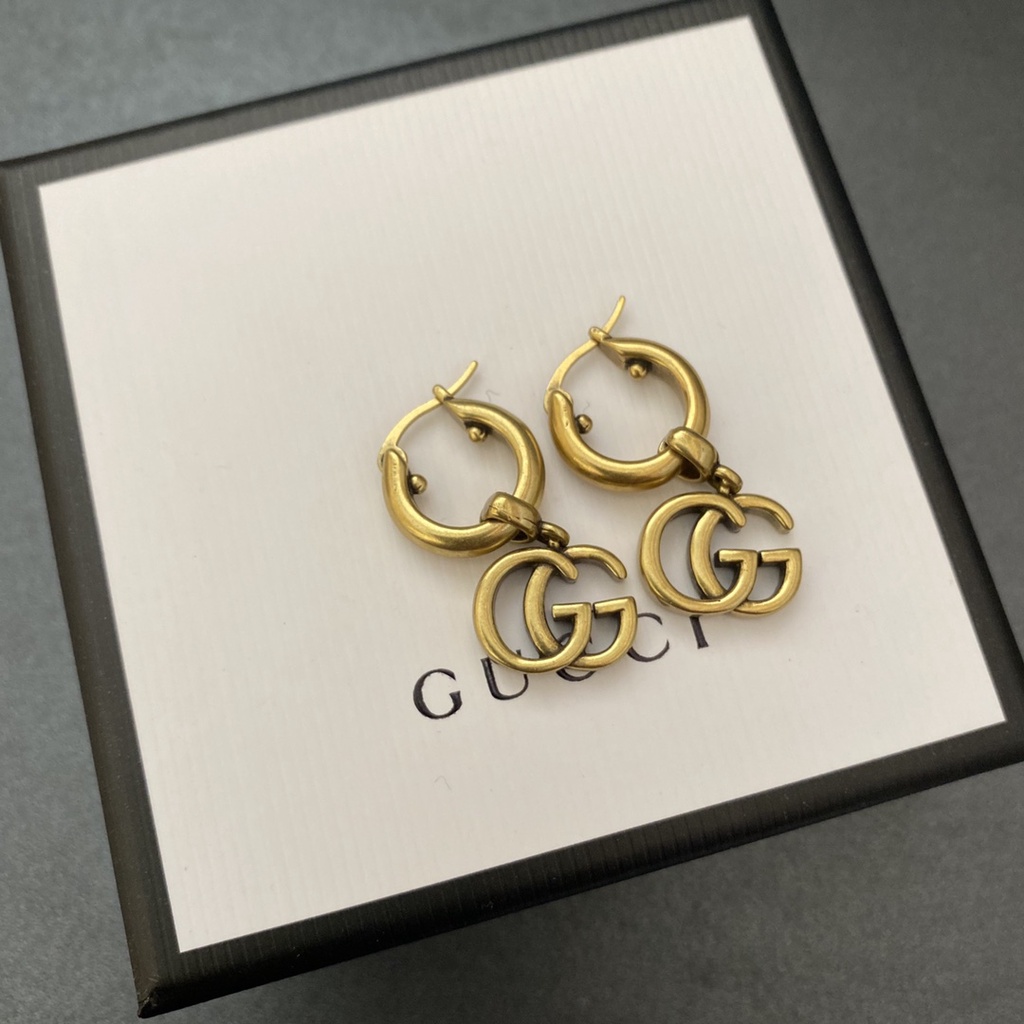 Bông Tai gucci Bằng Thép Titan In Chữ Thời Trang Sang Trọng Cho Nữ