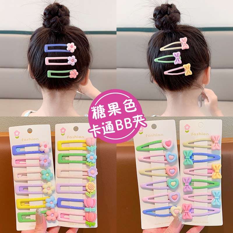 Kẹp tóc trẻ em đầy màu sắc cho bé gái bộ ghim tóc ngọt ngào trượt tóc dễ thương kẹp tóc hoa tình yêu kẹo bb kẹp